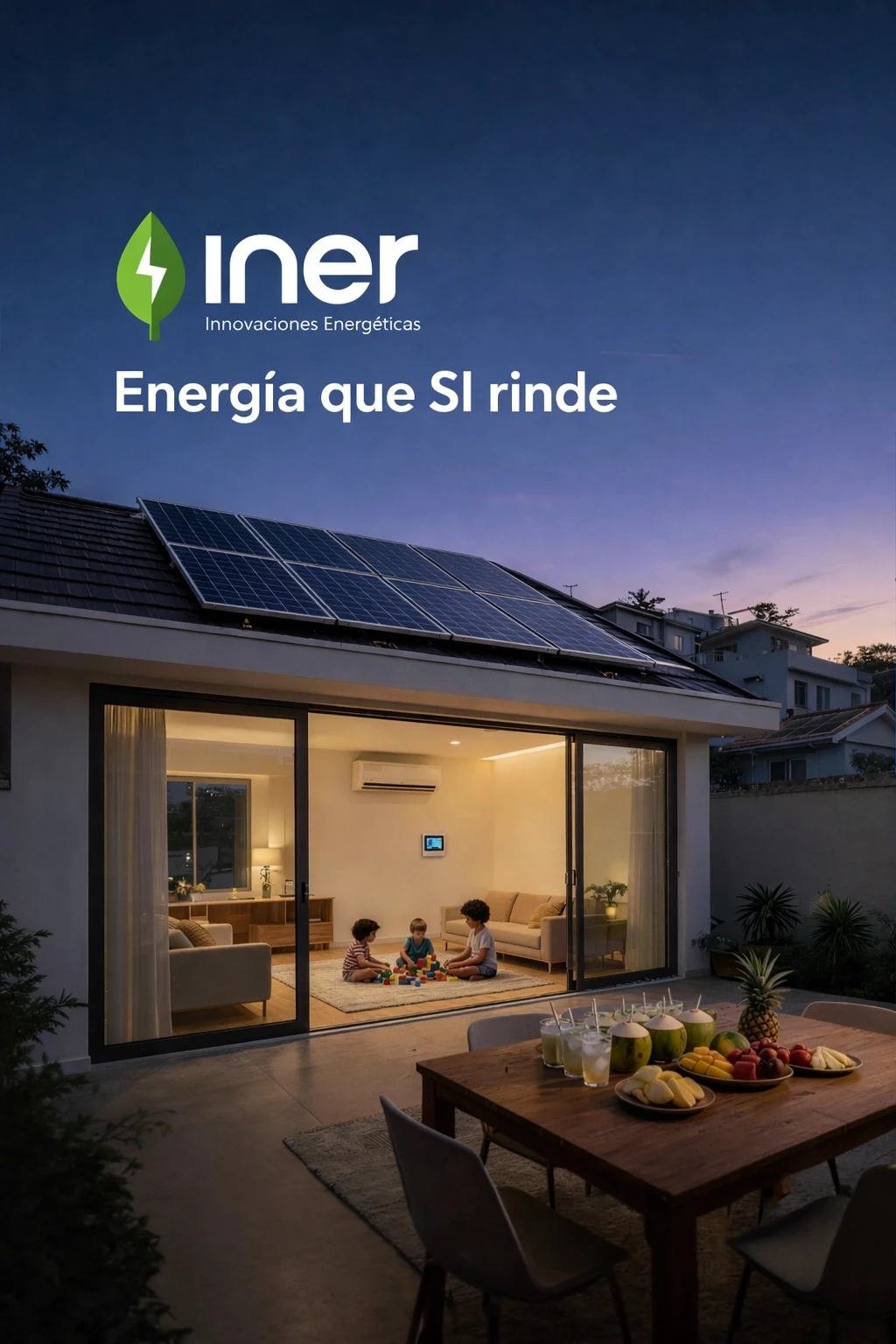 INER, Energía que SÍ rinde: casa con paneles solares de noche